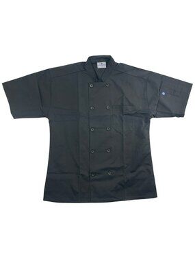 Uncommon Chef Black Short Sleeve Chef Coat Button Workwear Uniform Sz Large NWT